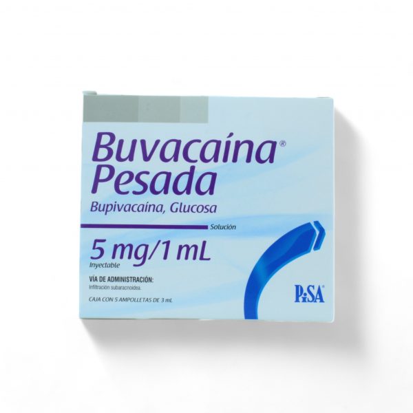 BUPIVACAINA GLUCOSA 5 MG 1 MLSOLUCION INYECTABLE 5 AMPOLLETAS DE 3 ML